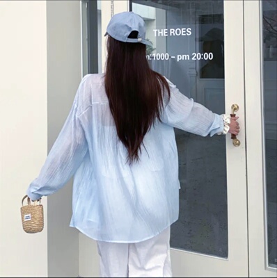 TD莱赛尔天丝棉提花防晒衬衫薄款格子衫宽松防紫外线全身轻薄