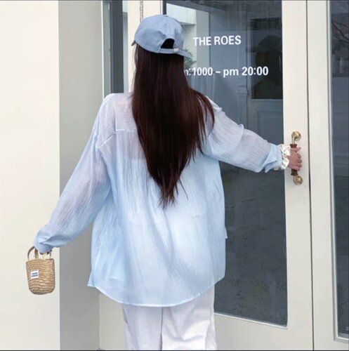 TD莱赛尔天丝棉提花防晒衬衫薄款格子衫宽松防紫外线全身轻薄