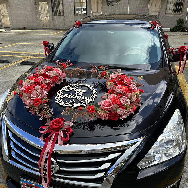 婚车装饰车头花覆古婚礼车队套装主车花车婚车人造花吸盘型