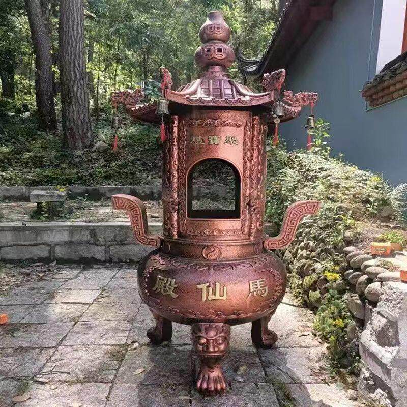 寺庙香炉铸铁圆形烧金纸炉家用室外特大号元宝焚烧炉大型天地炉