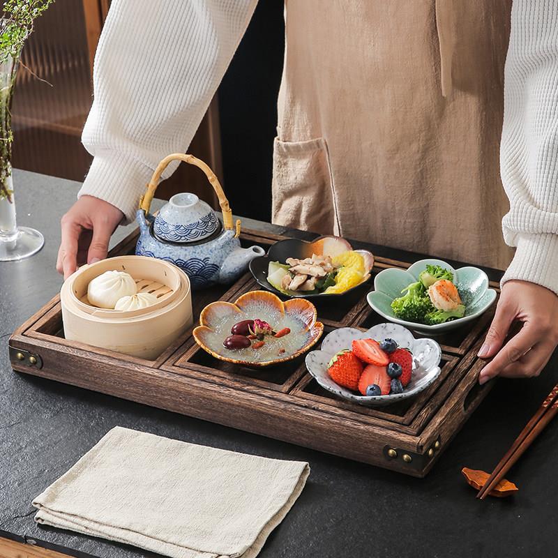 中式木质托盘围炉煮茶下午茶点盘糕点小吃早餐盘创意民宿餐具套装