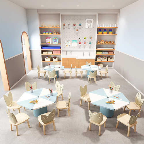 幼儿园桌椅套装宝宝儿童多边学习游戏玩具写字桌涂鸦桌画画桌子