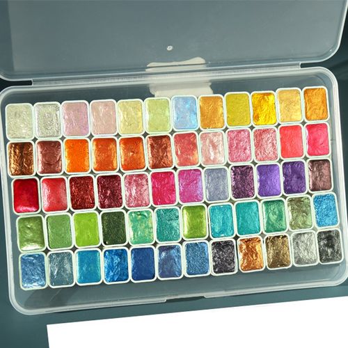 珠光水彩颜料套装固体分装敦煌国画唐卡解压涂色美甲缠花工具全套