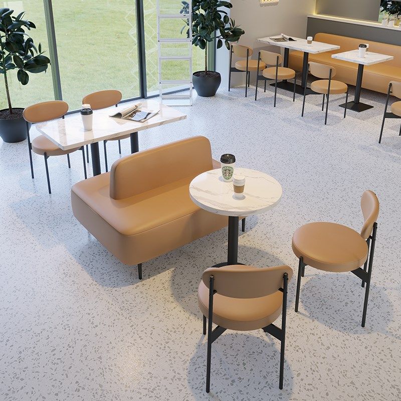奶茶店甜品店桌椅组合汉堡冷饮餐饮店休闲洽谈沙发咖啡店靠墙卡座