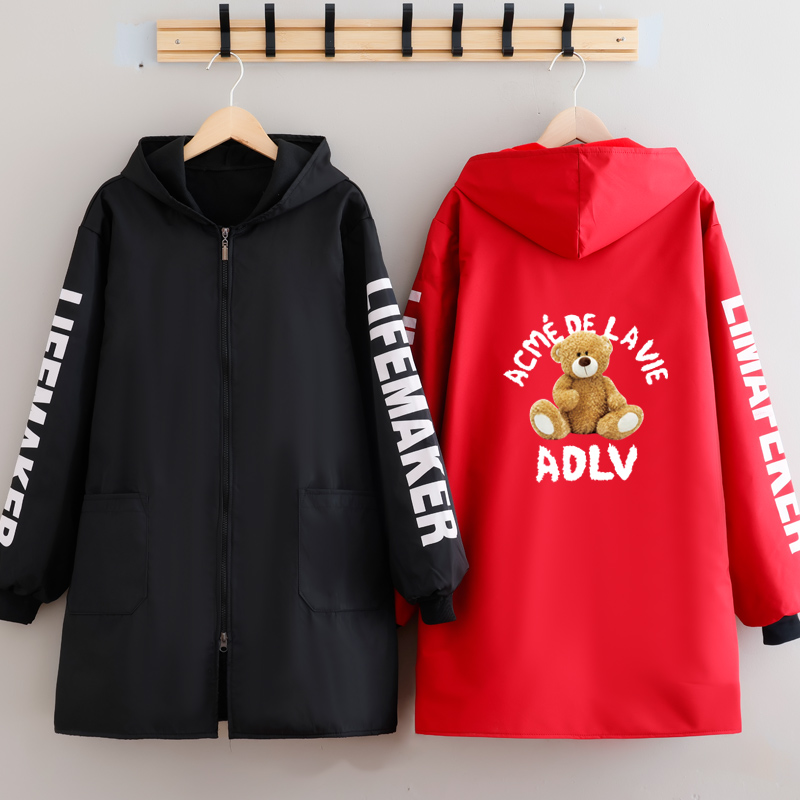 秋冬新款加绒保暖女围裙长袖加厚家用厨房做饭罩衣工作服防水上班