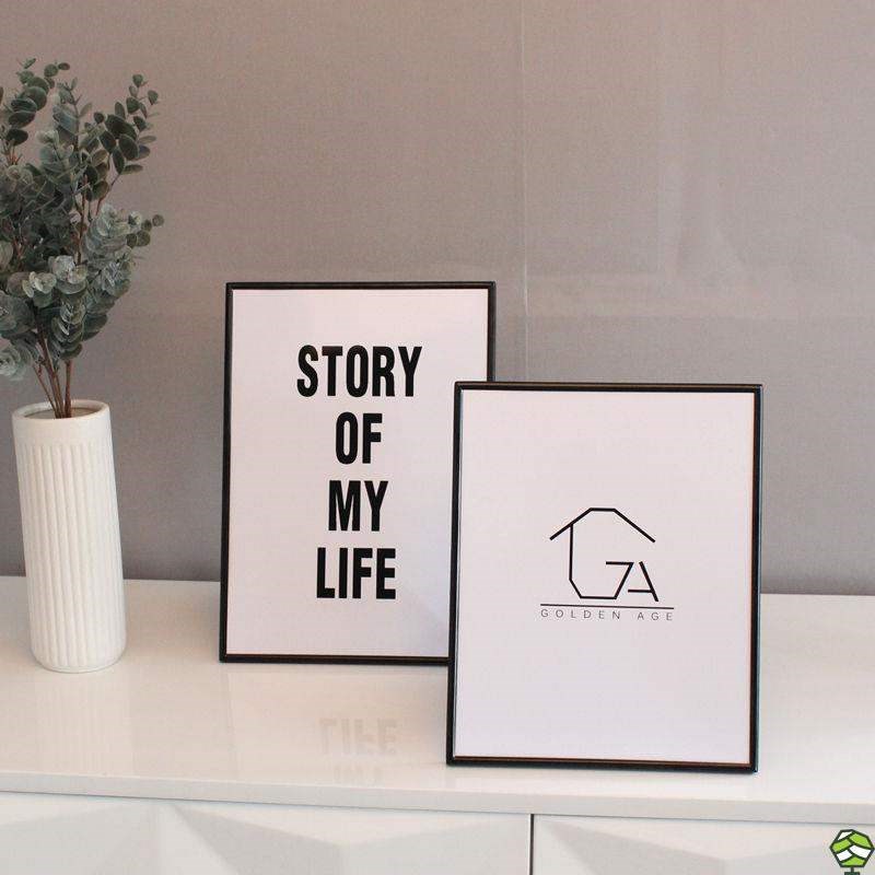 新款相框摆台5寸6781012寸五细边窄边简约4r3R黑色金属挂墙小清新