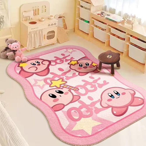 星之卡比儿童房仿羊绒地毯易打理客厅沙发垫子可爱卡通房间地垫