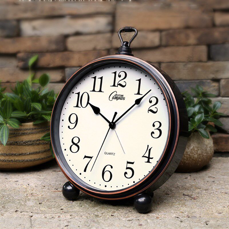 创意时尚欧式复古简约台式座挂钟表数字静音扫描机芯卧室床头客厅