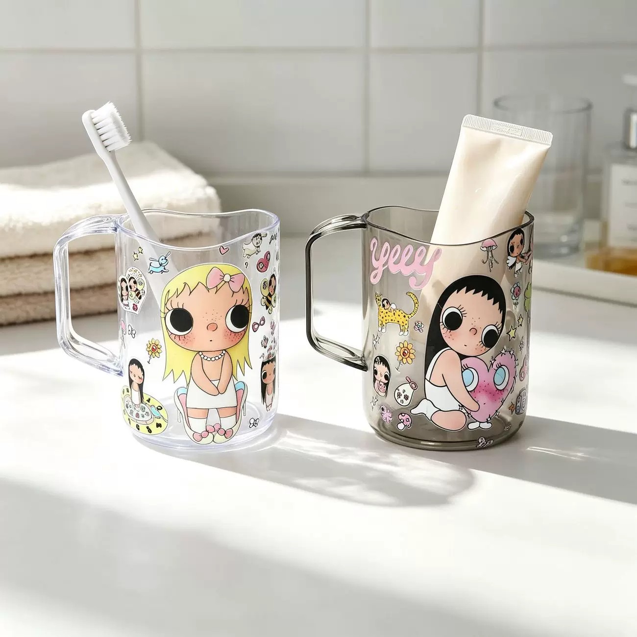 可爱小玉yuyu防水情侣洗漱杯