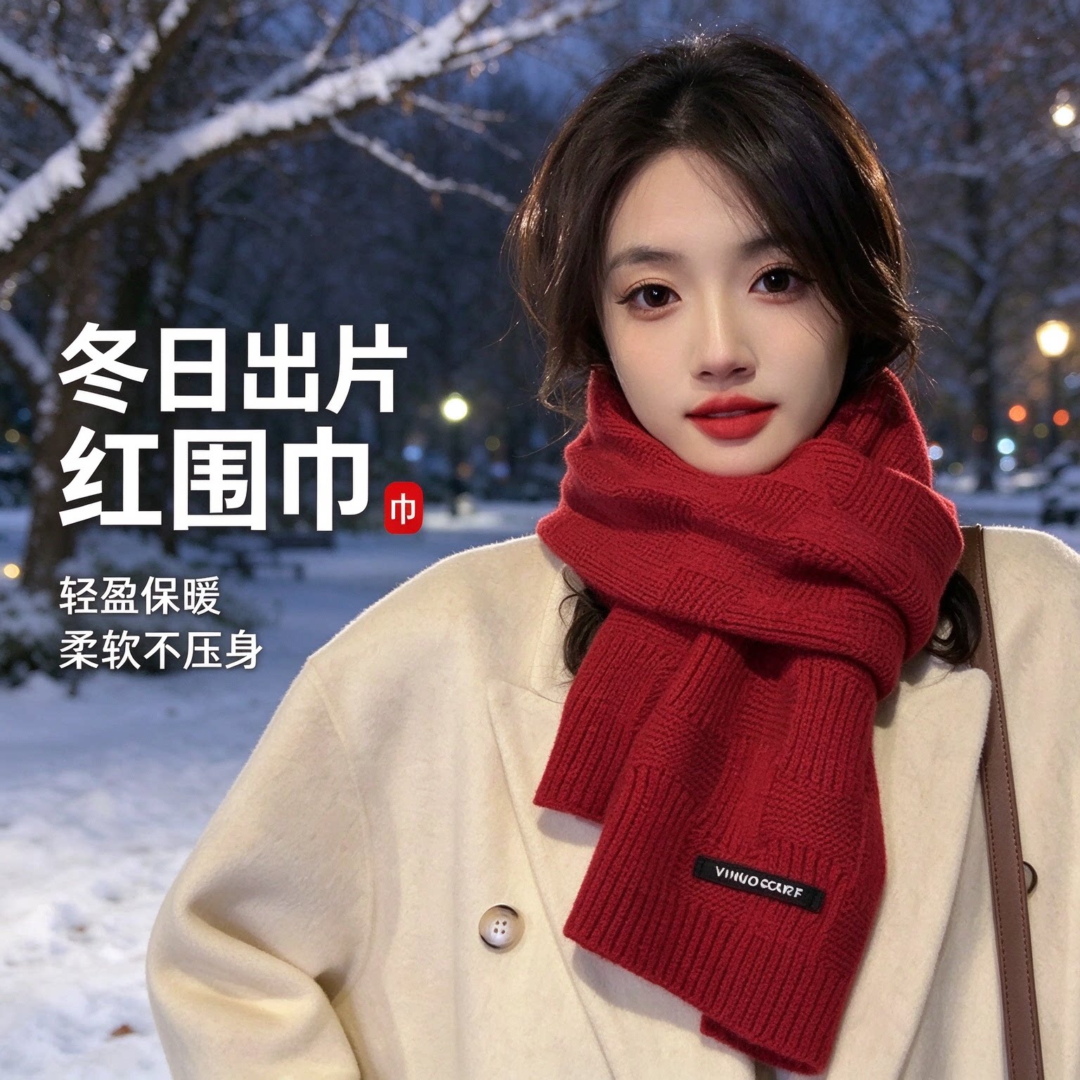 冬季小香风格子毛线针织保暖围巾