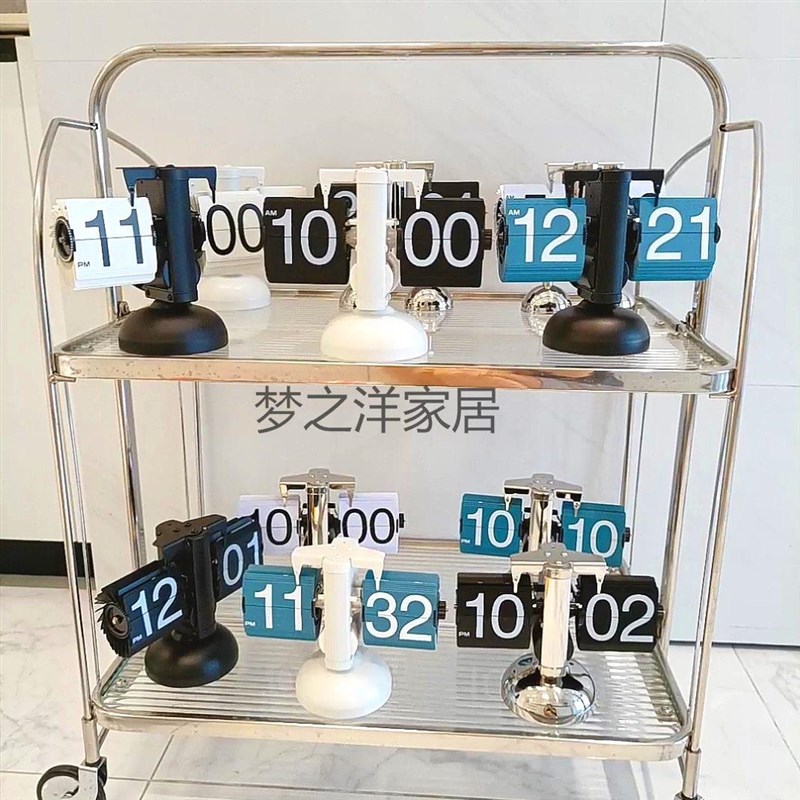 妙刻翻页钟自动复古机械钟表创意摆件台式座钟时钟客厅数字电子钟