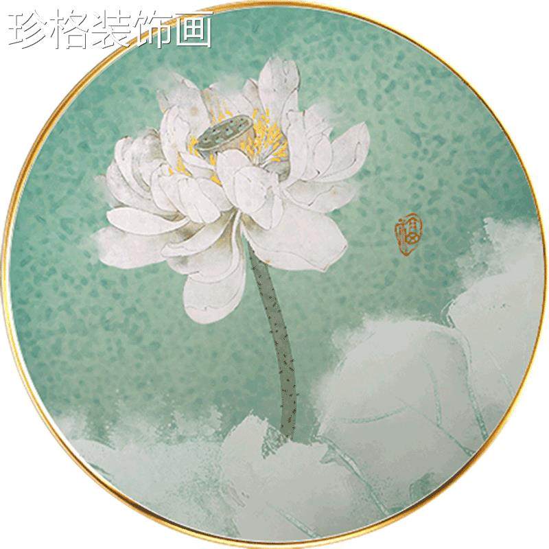 阖家团圆YYX-1498荷花形圆装饰画古典新式客厅中书房过走廊玄关道