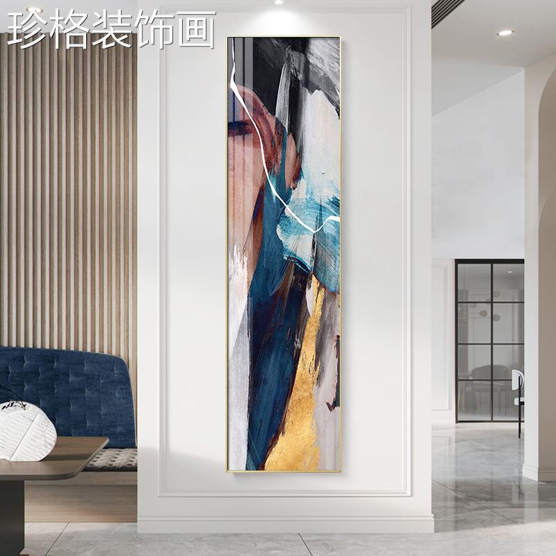 现代简约玄关装饰画竖抽象术窄店长条版酒大厅YYX-1635商场大堂艺图片