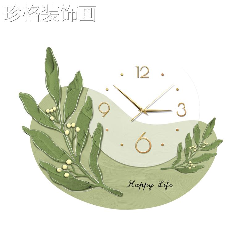北欧餐厅LWJH-002饰画带钟表现简代约绿植饭厅挂画高装厅级感客背