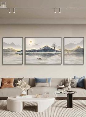 红流水财山水画现yw43208代升轻奢客厅东装饰生挂网画旭日大气沙