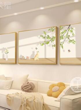 北装欧绿植客厅饰画小清新沙发背联yw30044景墙挂原木风画高级感