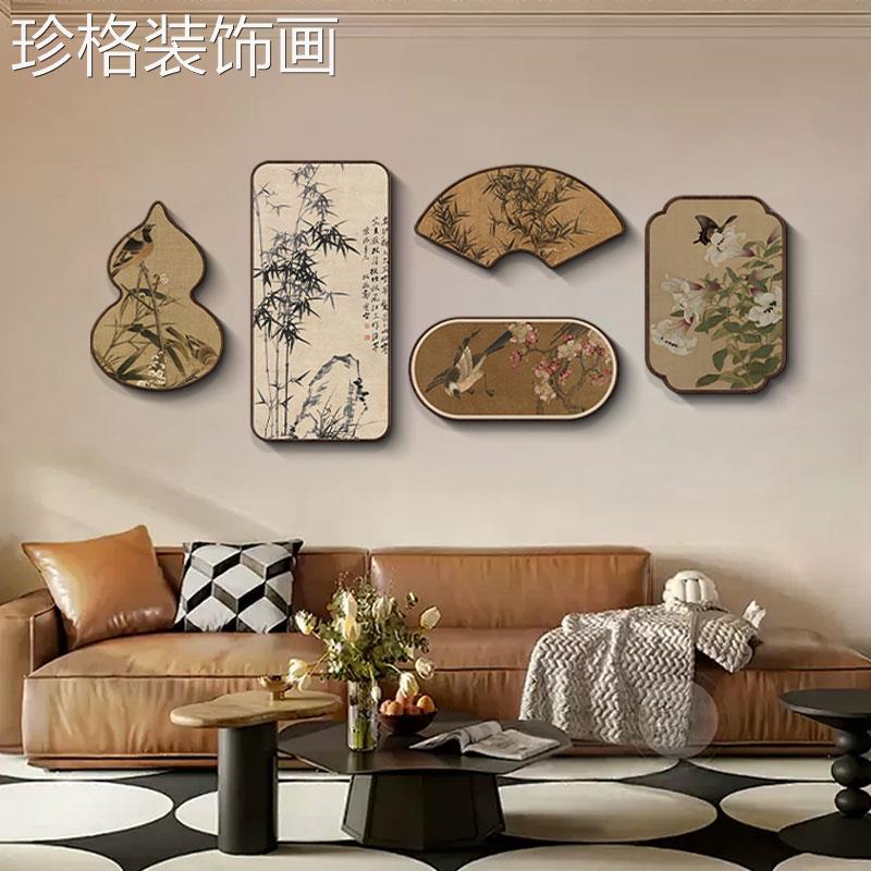 宋代美QY-391-A学客装饰画茶室书房墙布厅置组合壁沙画新中式发背图片
