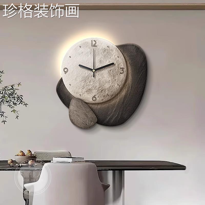 石运钟转餐厅表装客饰来画高级感H0310155厅挂钟创意立体砂岩餐桌