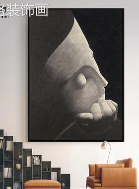 gw50510意式古极简客厅落抽地装饰画玄关覆象人物手油画现代高级