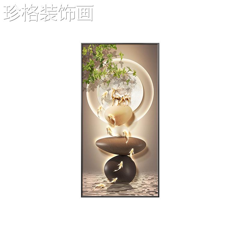 九鱼图电表挂箱装饰运画石来转尺寸画遮20240906挡强弱电大箱消防图片