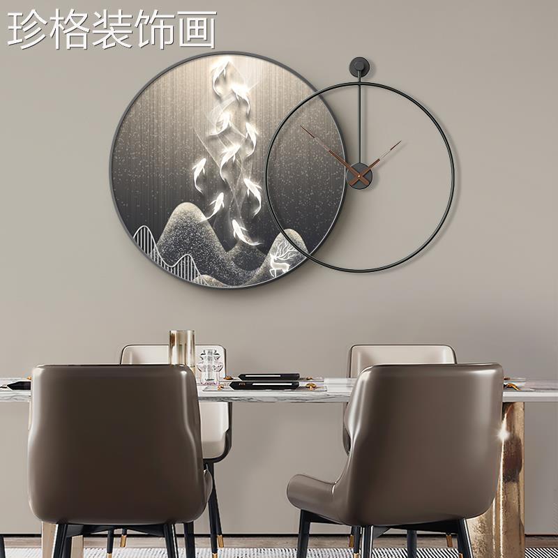 壁九鱼图玄装饰画圆形现代简约抽象入LWXZ-005户走廊过道关画挂轻图片