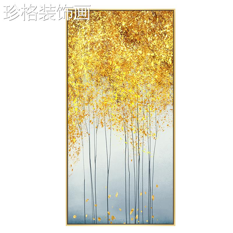 发财树现代奢玄关装饰抽画过道金色象简约轻美幅式走廊YYX-0462墙图片