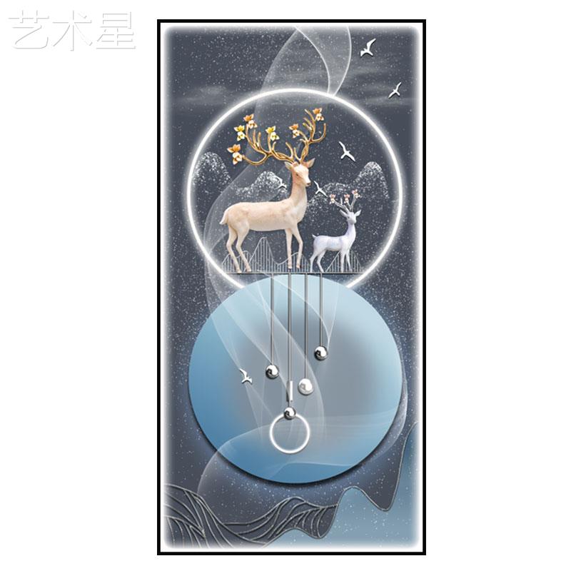 led客灯福大鹿轻奢玄关装饰画厅AL561走廊头壁画寓意好尽高级感气