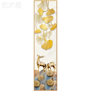 关现代LP-20093新中式入户玄装饰画窄轻细长条奢麋进鹿门走廊过道