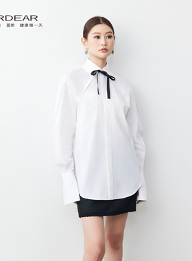 Girdear/哥弟法式千金风蝴蝶结气质通勤职场正装长袖衬衫130128-