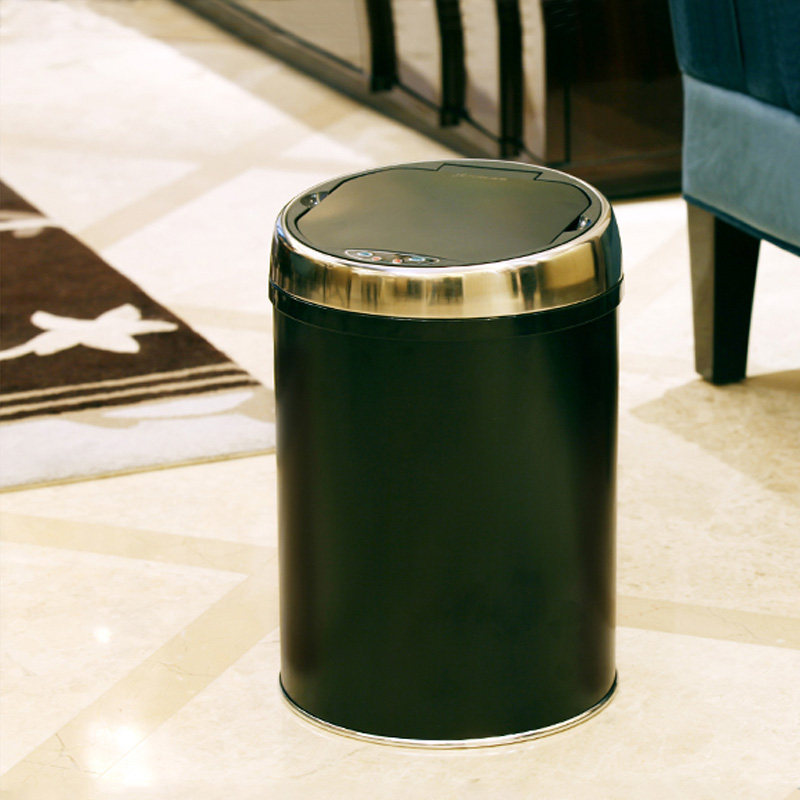 洁然智能感应垃圾桶电子翻盖自动不锈钢办公室家用卫生间车载小筒