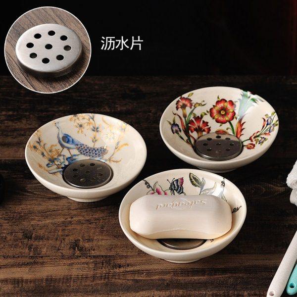 欧式圆形香皂盒高档肥皂盒创意双层沥水时尚皂盘酒店厕所皂碟包邮