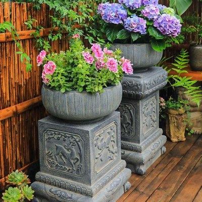 陋石坊石墩花盆底座庭院摆件造景布置花园装饰仿石雕中式仿古柱墩,家居饰品,户外/庭院摆件,淘宝优惠券,粉丝福利购,淘宝优惠卷