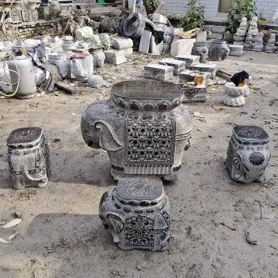 石雕大象仿古石凳石鼓底座门墩中式庭院门口一对看门墩子民宿花盆,家居饰品,石雕,淘宝优惠券,粉丝福利购,淘宝优惠卷