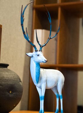 雕塑鹿摆件青装饰品阿斯蒙迪吉祥客厅桌面铜鹿摆件商务礼书房高端