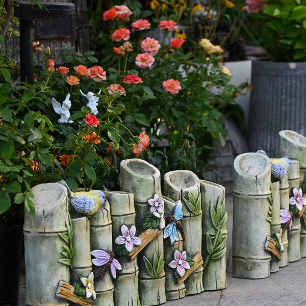 篱笆草花园装饰围栏竹子地庭院摆件复古仿落地隔断户外小阳台栅栏