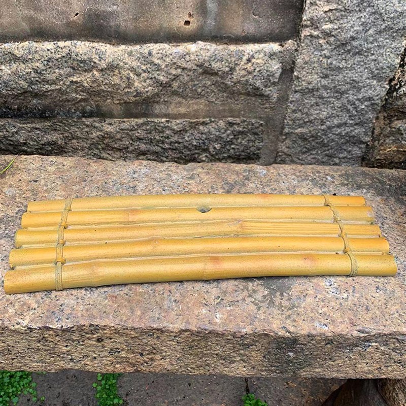 新中式彷真竹排石板材树脂uu垫板陶罐鱼池水缸流水摆件造景装饰品
