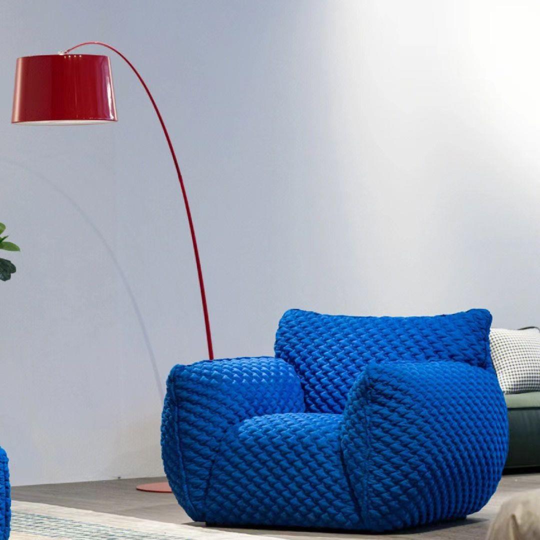 创意设计师单人沙发懒人意式极简克莱因蓝胖子沙发椅艺术布艺沙发