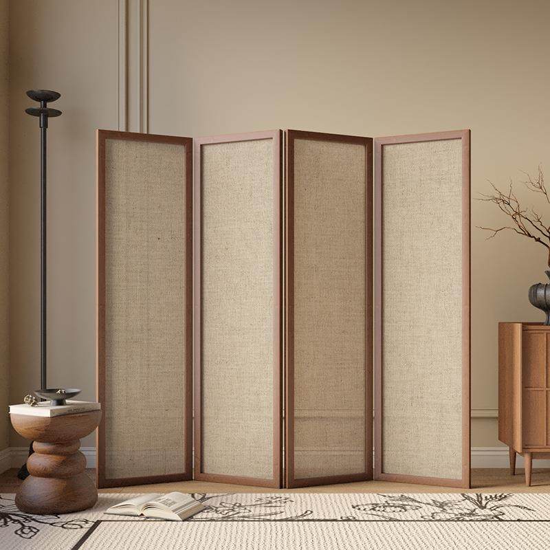 日式奶油风屏风隔断客厅入户遮挡可折叠移动实木棉麻折屏2025新款