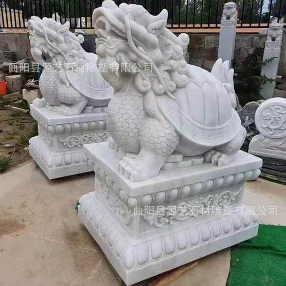 石雕貔貅汉白玉貔貅大理石麒麟貔貅一对别墅公司门口摆件