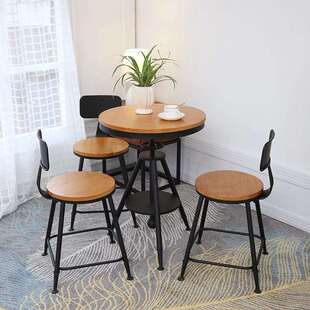 铁艺桌椅3件套组合奶茶店咖啡厅阳台家用桌椅休闲实木小茶几桌椅