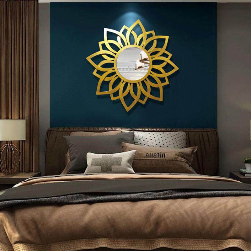 玄关铁艺镜子欧式轻奢电视墙金色面太阳镜客厅酒店壁饰挂件装饰