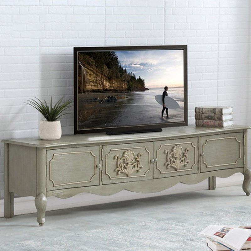 简约现代实木电视柜新古典桦木雕花储物柜小户型客厅边柜整体矮柜