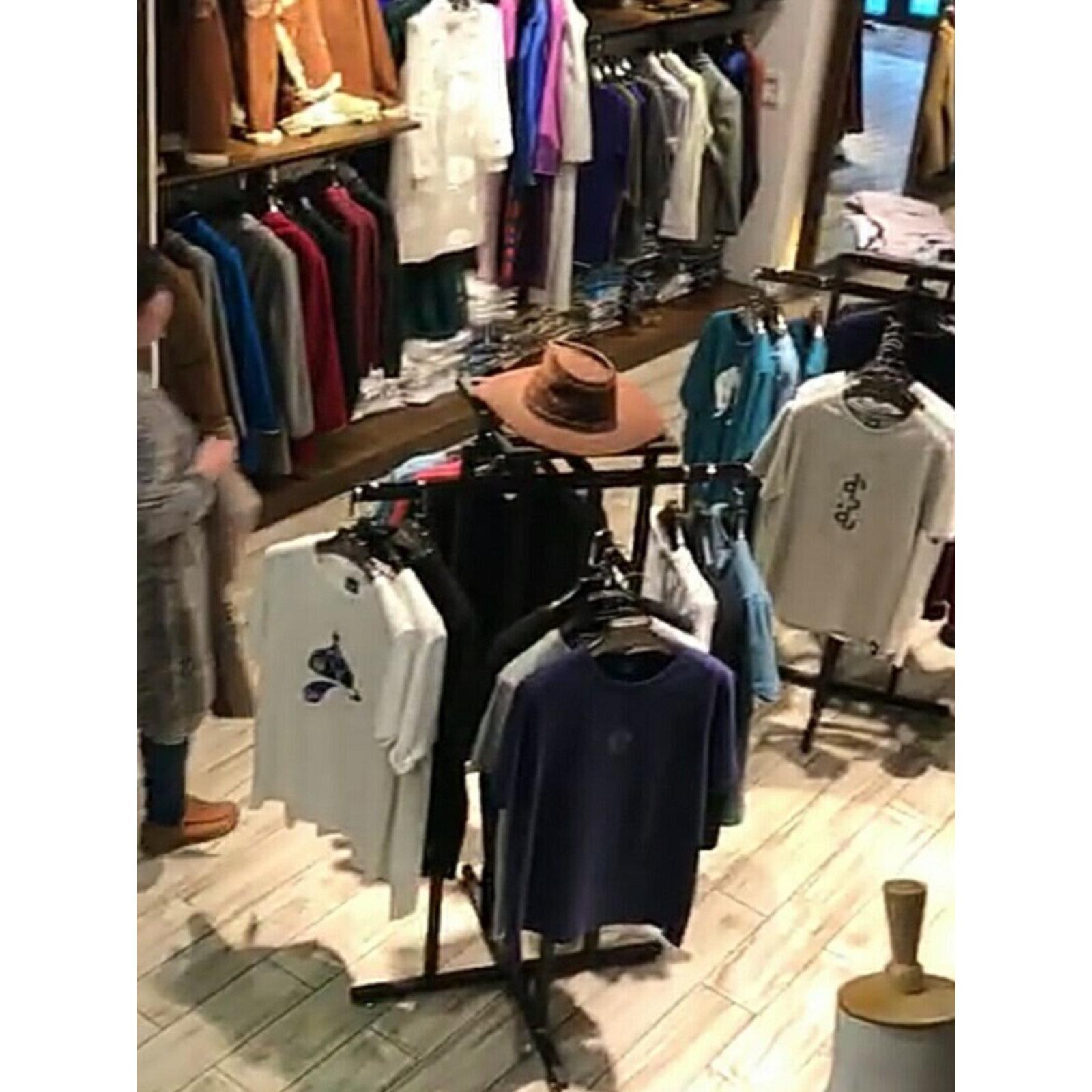 服装店货架展示架组合中岛架落地 男装陈列架子 四臂正挂衣服架子