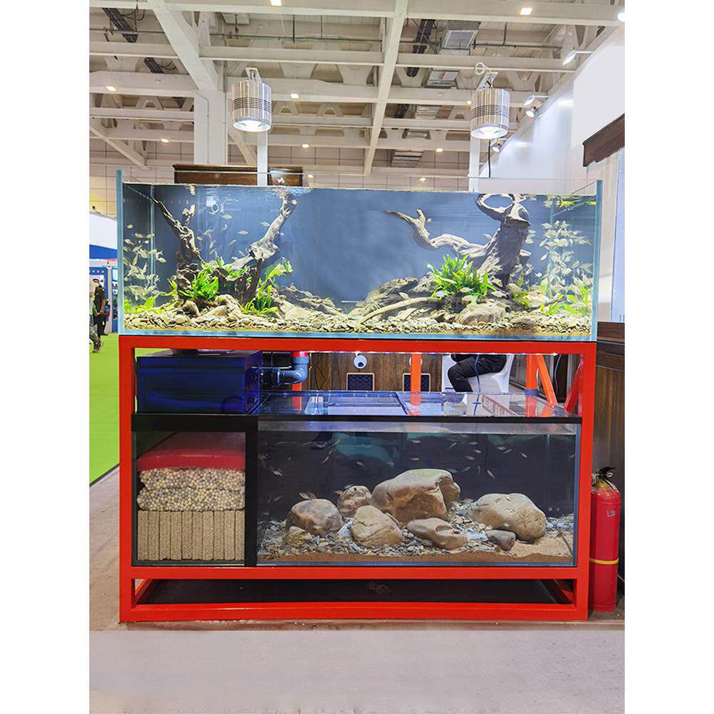 鱼缸套缸大型客厅家用工业风溪流缸鱼缸底滤上下层组缸双层龙鱼缸