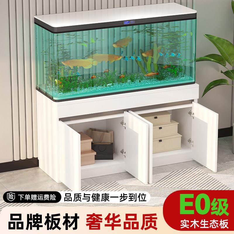 实木鱼缸底柜客厅家用中小型鱼缸底座水族箱承重落地隔断柜子图片