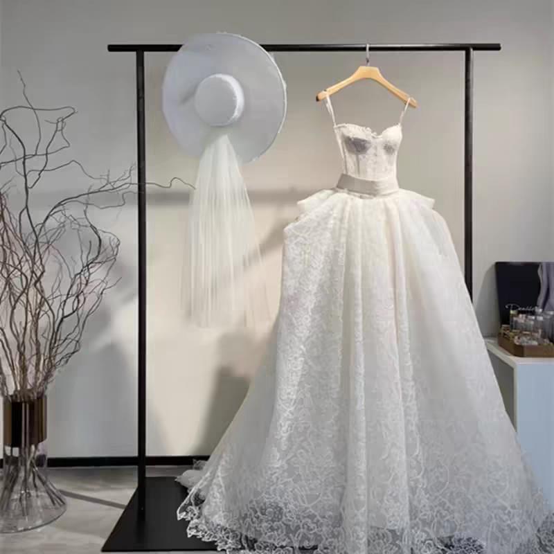 黑色落地婚纱展示架礼服架子汉服挂衣架中式秀禾陈列货架头纱挂架