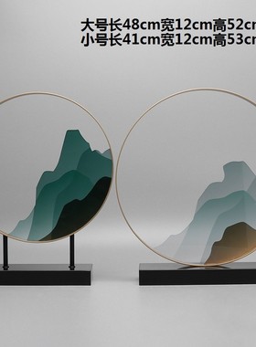 新中式创意铁艺亚克力摆件样板房酒店会所别墅客厅桌面艺术装饰品