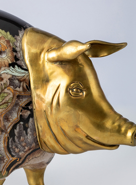 凤凰美居 欧式彩绘陶瓷复古怀旧客厅玄关家居猪装饰工艺品品摆件