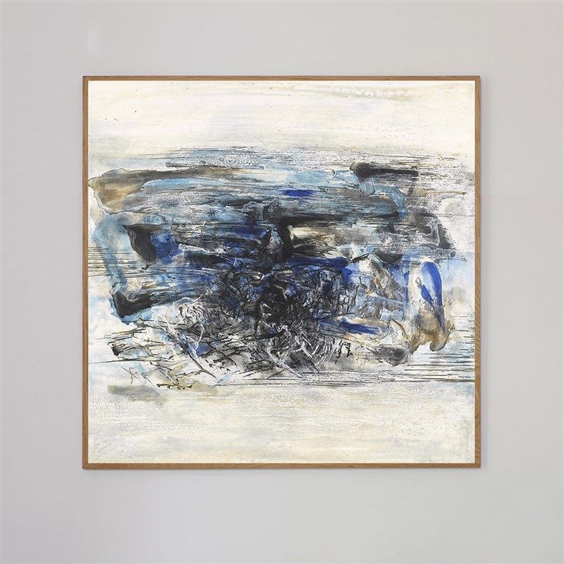 赵无极风景包邮抽象油大气蓝挂画纯手绘无框客厅背景墙装饰诧寂风