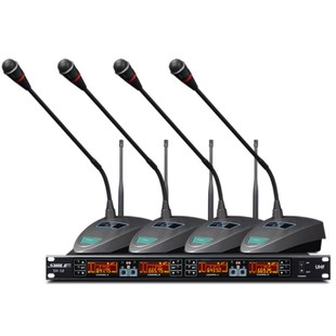 10U段无线话筒一拖四会议舞台鹅颈领夹头戴耳麦克风套装 狮乐